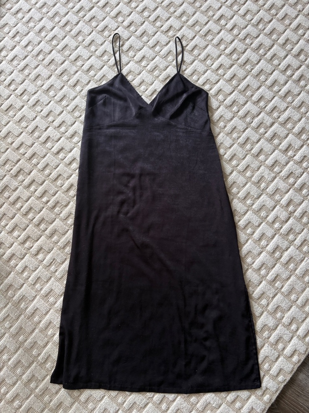 Nordstrom Black Slip midi Dress with Adjustable Spaghetti Straps Size M